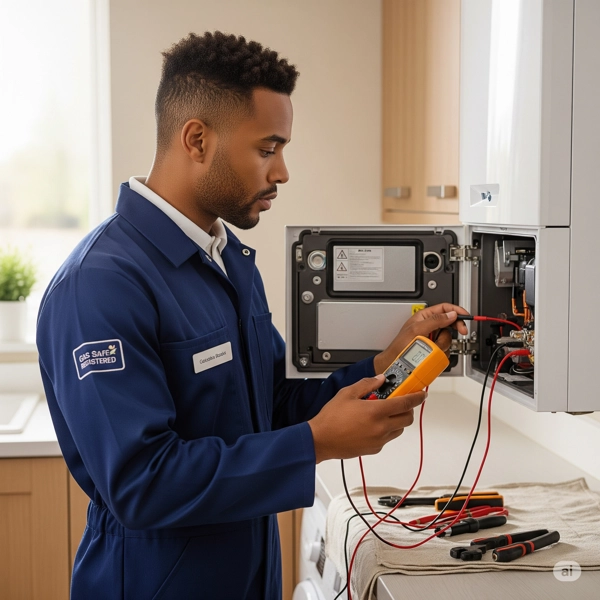 Modern combi boiler installation with Gas Safe certification